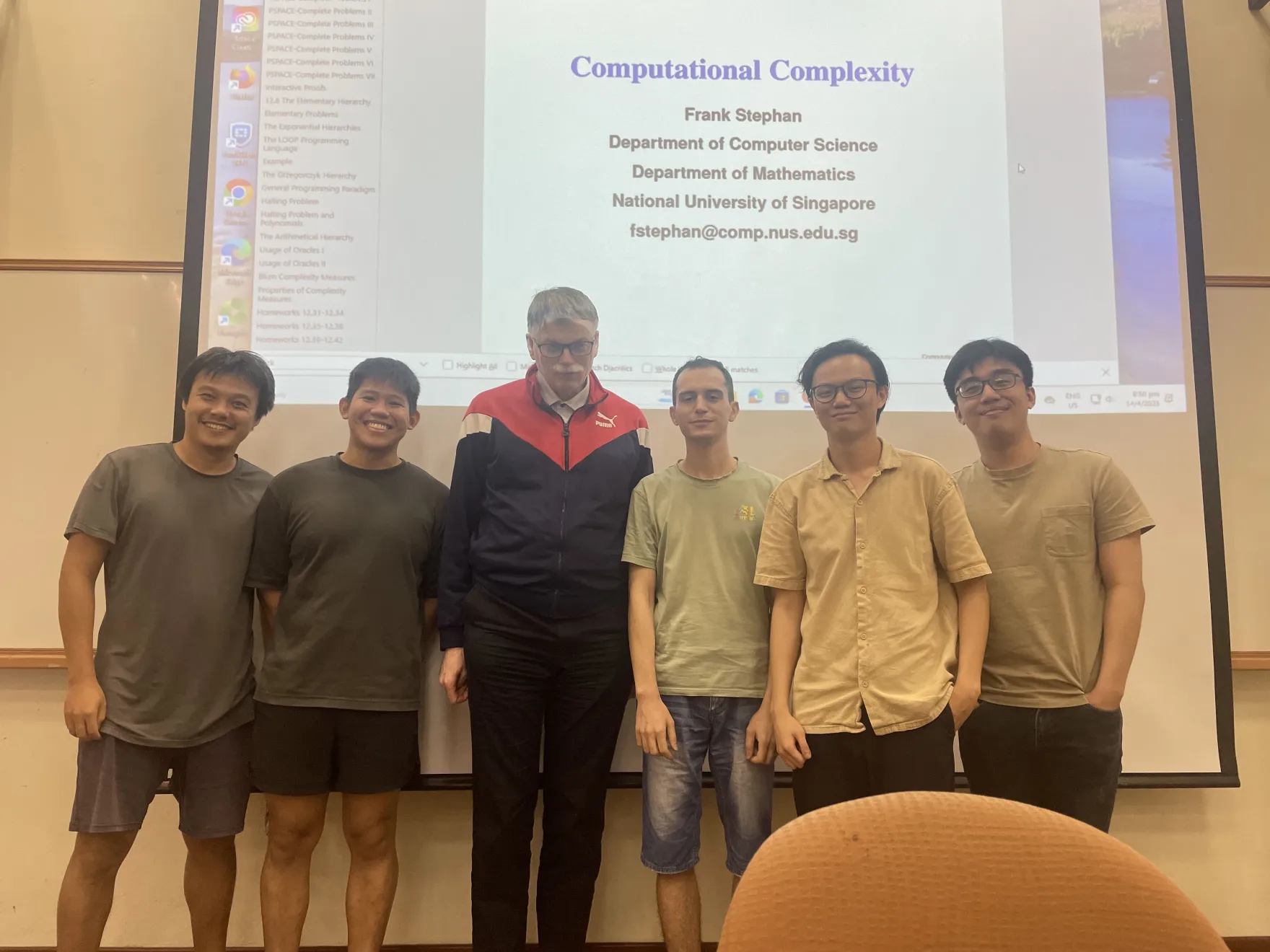 The class photo. The third person from the left is Prof. Frank Stephan.